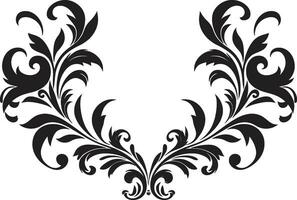 Gothic Glamour Ornamental Border Logo Artistic Noir Trims Black Vector Emblem