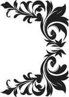 Elegant Scrollwork Decorative Vector Logo Renaissance Noir Borders Ornamental Icon Design