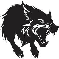 Savage Moonlit Hunter Symbol Darkened Shapeshifter Icon vector