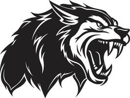 Feral Night Beast Iconic Insignia Nocturnal Howler Emblem Design vector