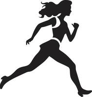 Sleek Performance Vector Icon of a Running Woman in Black Empowered Flow Black Vector Running Woman Icon