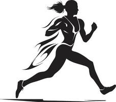 Sleek Sprinting Lady Symbol Lithe Vector Jogger Mark