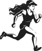 Empowered Sprint Vector Icon of a Running Woman in Black Sleek Performance Womans Black Vector Running Logo