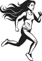 Dynamic Performance Womans Black Vector Logo for Running Elegant Strides Vector Icon of a Black Woman Running