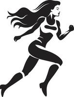 Graceful Pace Black Vector Icon for Woman Running Dynamic Performance Womans Black Vector Logo for Running