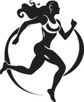 Graceful Velocity Black Vector Icon for Woman Running Dynamic Elegance Womans Black Vector Logo for Running