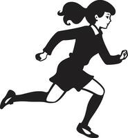 Graceful Strides Black Vector Icon for Woman Running Dynamic Sprint Womans Black Vector Logo for Running