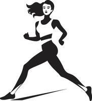 Empowered Sprint Black Vector Logo for Running Woman Sleek Motion Womans Black Vector Running Icon
