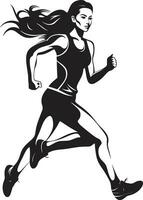 Sleek Pace Womans Black Vector Running Icon Bold Motion Black Vector Icon for Running Female