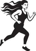 Elegant Flow Vector Icon of a Black Woman Running Empowered Strides Black Vector Logo for Running Woman