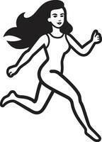 Elegant Runner Womans Black Vector Icon Design Dynamic Femininity Running Womans Black Logo