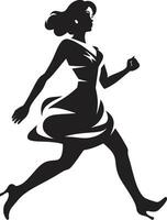 Quick Footed Ladys Icon Active Running Womans Crest vector