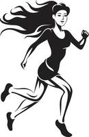 dinámica guión logo diseño de corriendo mujer en vector elegancia en movimiento negro mujeres corriendo logo