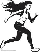 femenino dinamismo negro vector corriendo mujer icono velocidad y estilo vector icono de un corriendo mujer en negro