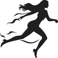 Graceful Dash Black Womans Vector Logo Athletic Grace Vector Logo of Running Woman