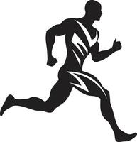 Athletic Charge Male Black Vector Logo Design Sleek Sprinter Running Athletes Black Icon