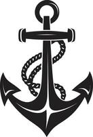 Captains Emblem Black Anchor Vector Logo Seafaring Symbol Ship Anchor in Black