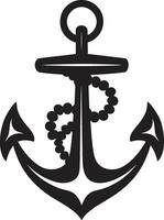 Vintage Seafarer Black Anchor Logo Design Coastal Emblem Ship Anchor Black Vector Icon