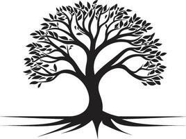 susurro ramas negro vector árbol icono icónico arboleda árbol negro vector emblema