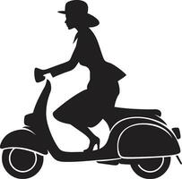 paisaje urbano chic negro vector símbolo viajeglamurbano scooter icono