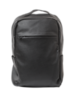 Black leather casual backpack png