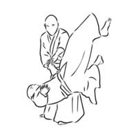 fighting aikido vector sketch