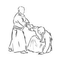 fighting aikido vector sketch