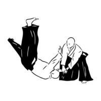 fighting aikido vector sketch