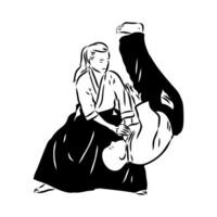 fighting aikido vector sketch