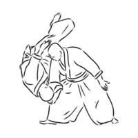 fighting aikido vector sketch