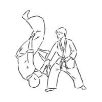 fighting aikido vector sketch