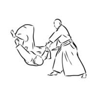 fighting aikido vector sketch