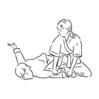 fighting aikido vector sketch