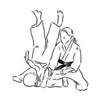 fighting aikido vector sketch