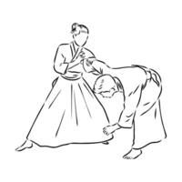 luchando aikido vector bosquejo