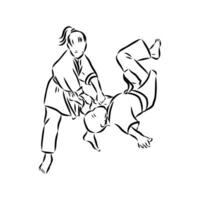 fighting aikido vector sketch