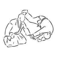 fighting aikido vector sketch