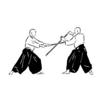 fighting aikido vector sketch