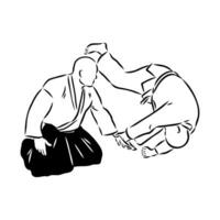 fighting aikido vector sketch