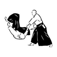 fighting aikido vector sketch