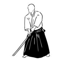 fighting aikido vector sketch