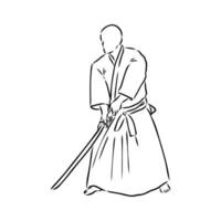 fighting aikido vector sketch