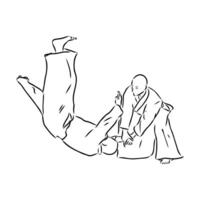 fighting aikido vector sketch