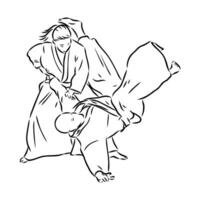 fighting aikido vector sketch