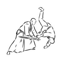 luchando aikido vector bosquejo