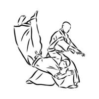 fighting aikido vector sketch