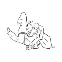 fighting aikido vector sketch