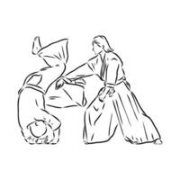 fighting aikido vector sketch