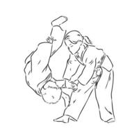 fighting aikido vector sketch