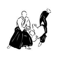 fighting aikido vector sketch